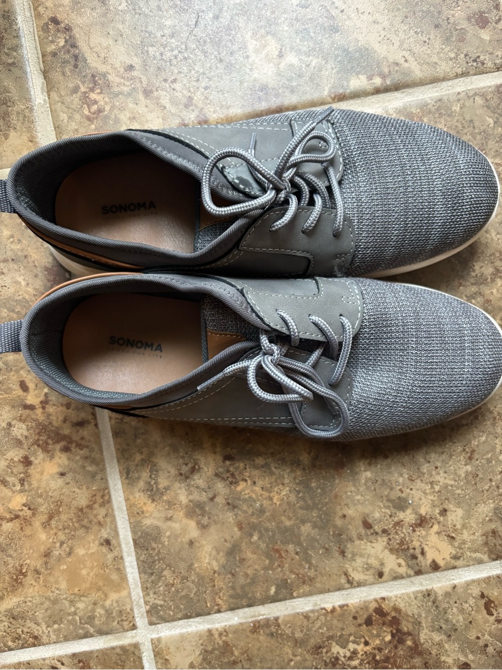 SONOMA Men's Gray Knit Lace-Up Casual Sneakers
